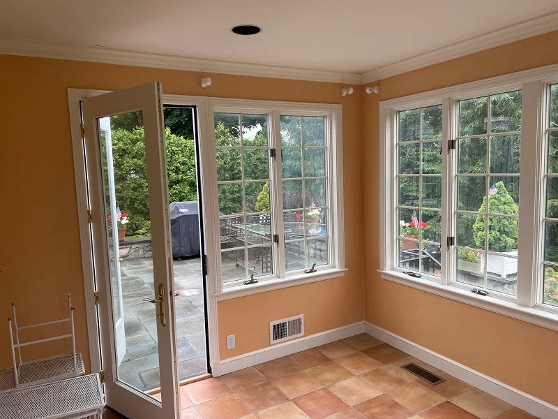 Four season porch with casement windows in Bronxville NY